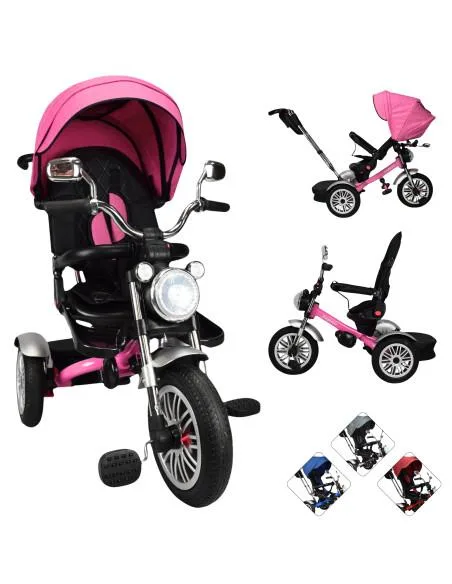 Triciclo para Niños Asiento Reclinable Giratorio 360 Luz y Sonido Llantas de Goma | Joykoo Tienda Oficial