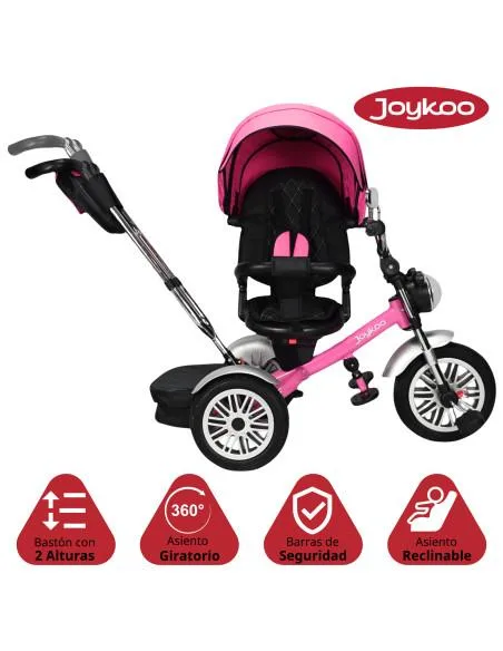 Triciclo para Niños Asiento Reclinable Giratorio 360 Luz y Sonido Llantas de Goma | Joykoo Tienda Oficial