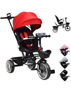 Triciclo para Niños Asiento Giratorio Reclinable con Luz y Sonido  - 1