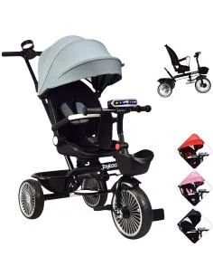 Triciclo para Niños Asiento Giratorio Reclinable con Luz y Sonido  - 8
