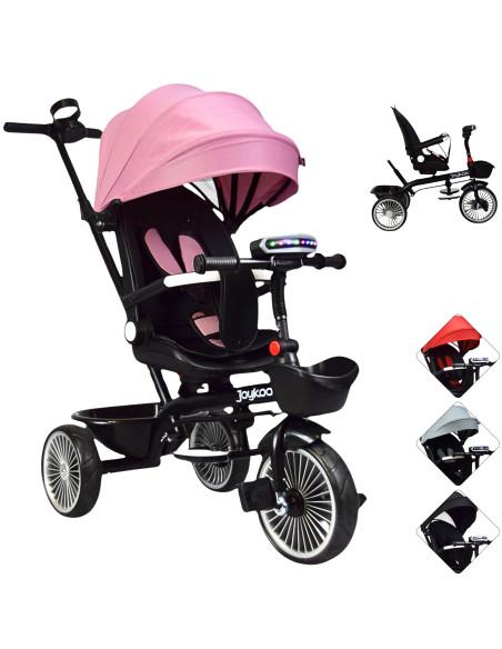 Triciclo para Niños Asiento Giratorio Reclinable con Luz y Sonido  - 1 2