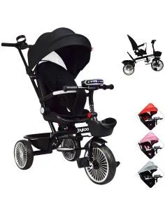 Triciclo para Niños Asiento Giratorio Reclinable con Luz y Sonido  - 22