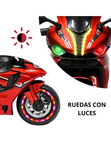 Moto Montable Eléctrica para Niños Luces Led Sonido y Freno Batería 12v | Joykoo Tienda Oficial