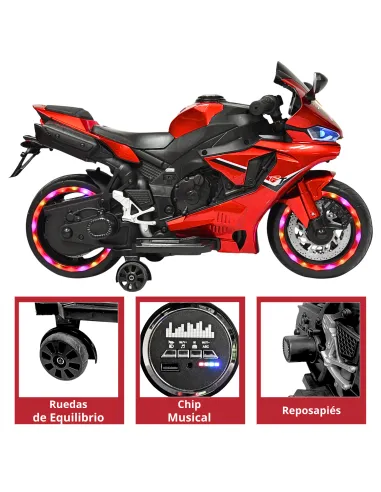 Moto Montable Eléctrica para Niños Luces Led Sonido y Freno Batería 12v | Joykoo Tienda Oficial