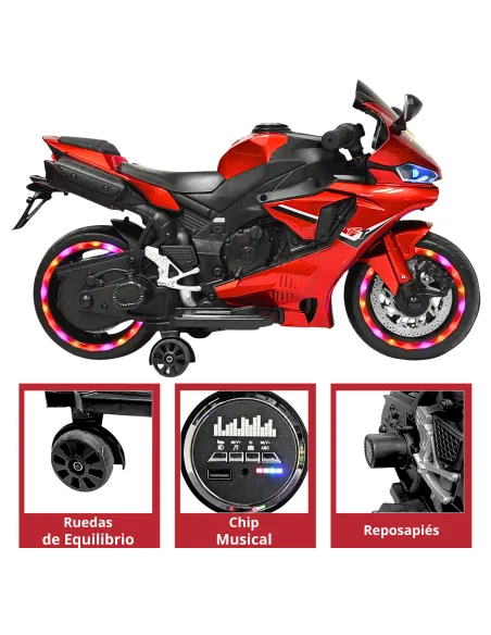 Moto Montable Eléctrica para Niños Luces Led Sonido y Freno Batería 12v | Joykoo Tienda Oficial