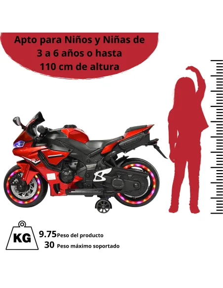 Moto Montable Eléctrica para Niños Luces Led Sonido y Freno Batería 12v | Joykoo Tienda Oficial