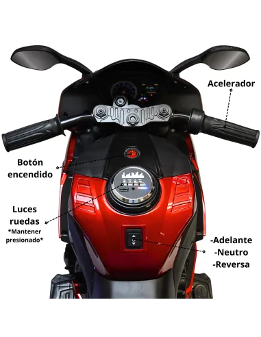 Moto Montable Eléctrica para Niños Luces Led Sonido y Freno Batería 12v | Joykoo Tienda Oficial