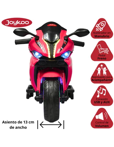 Moto Montable Eléctrica para Niños Luces Led Sonido y Freno Batería 12v | Joykoo Tienda Oficial