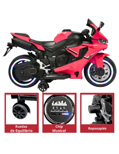Moto Montable Eléctrica para Niños Luces Led Sonido y Freno Batería 12v | Joykoo Tienda Oficial