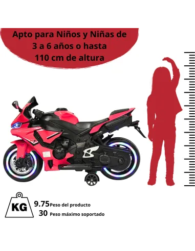 Moto Montable Eléctrica para Niños Luces Led Sonido y Freno Batería 12v | Joykoo Tienda Oficial