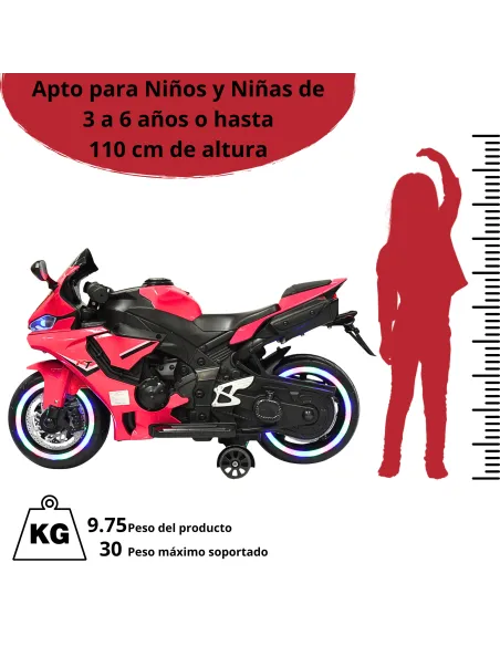 Moto Montable Eléctrica para Niños Luces Led Sonido y Freno Batería 12v | Joykoo Tienda Oficial
