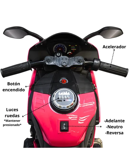 Moto Montable Eléctrica para Niños Luces Led Sonido y Freno Batería 12v | Joykoo Tienda Oficial