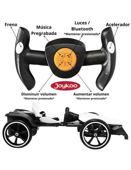 Montable Electrico para Niños Go Kart Luz Sonido Bluetooth Batería 12v | Joykoo Tienda Oficial