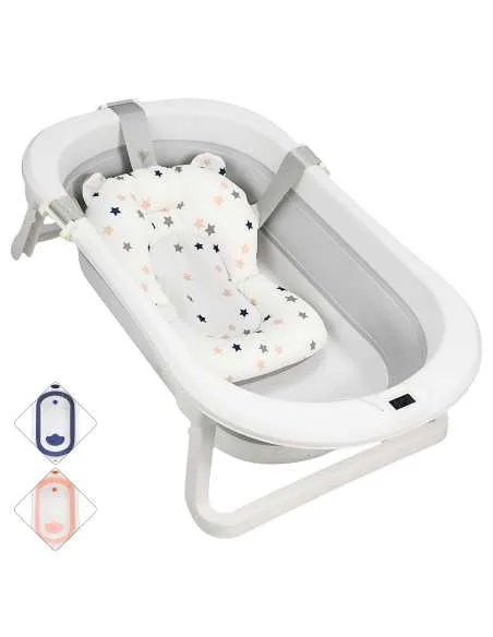 Bañera para Bebé Plegable con Cojín Tapón de Drenaje y Termómetro | Joykoo Tienda Oficial