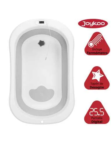 Bañera para Bebé Plegable con Cojín Tapón de Drenaje y Termómetro | Joykoo Tienda Oficial