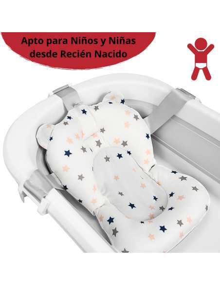 Bañera para Bebé Plegable con Cojín Tapón de Drenaje y Termómetro | Joykoo Tienda Oficial