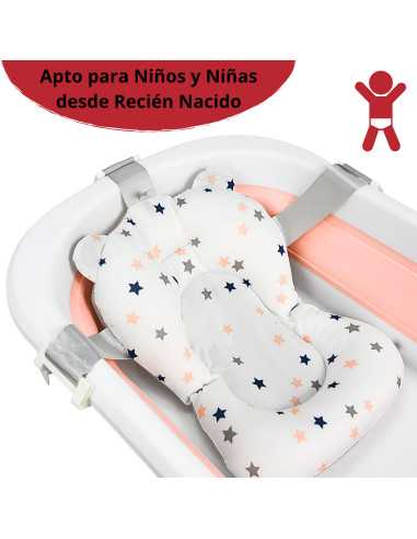 Bañera para Bebé Plegable con Cojín Tapón de Drenaje y Termómetro | Joykoo Tienda Oficial