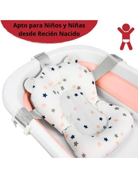Bañera para Bebé Plegable con Cojín Tapón de Drenaje y Termómetro | Joykoo Tienda Oficial
