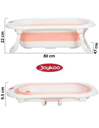 Bañera para Bebé Plegable con Cojín Tapón de Drenaje y Termómetro | Joykoo Tienda Oficial