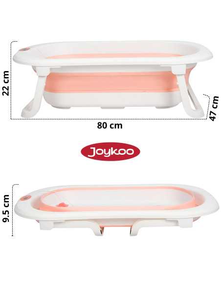 Bañera para Bebé Plegable con Cojín Tapón de Drenaje y Termómetro | Joykoo Tienda Oficial