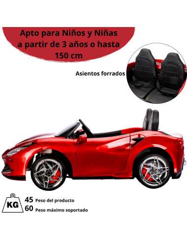 Montable Electrico para Niños Deportivo Dos Asientos Luz Sonido Control Remoto Batería 12v | Joykoo Tienda Oficial