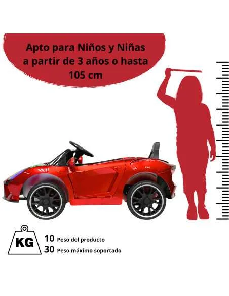 Montable Electrico para Niños Carro Deportivo con Bluetooth Luz Led Control Remoto 12v | Joykoo Tienda Oficial