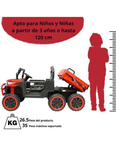 Montable Eléctrico para Niños 6x6 Caja de Vuelco Atomática Luz y Sonido Bluetooth 12v | Joykoo Tienda Oficial