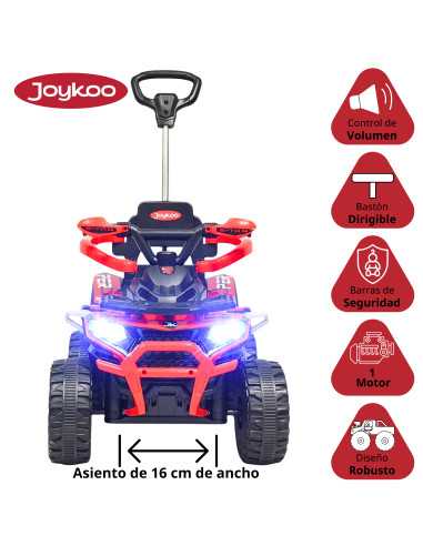 Montable Electrico para Niños Híbrido con Bastón Dirigible y Pedal Acelerador Barras de Seguridad Luces Batería 6v | Joykoo Tienda Oficial
