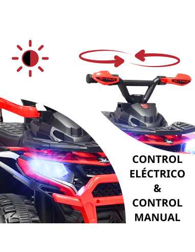 Montable Electrico para Niños Híbrido con Bastón Dirigible y Pedal Acelerador Barras de Seguridad Luces Batería 6v | Joykoo Tienda Oficial