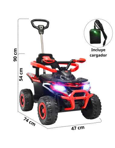 Montable Electrico para Niños Híbrido con Bastón Dirigible y Pedal Acelerador Barras de Seguridad Luces Batería 6v | Joykoo Tienda Oficial