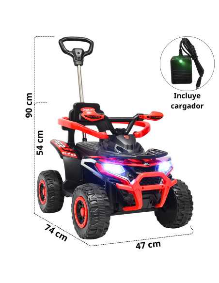 Montable Electrico para Niños Híbrido con Bastón Dirigible y Pedal Acelerador Barras de Seguridad Luces Batería 6v | Joykoo Tienda Oficial