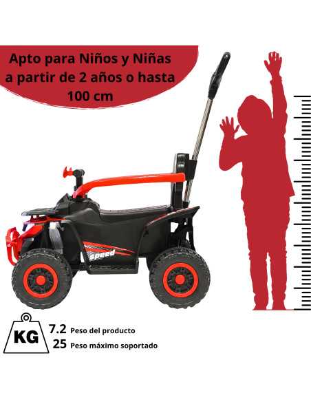 Montable Electrico para Niños Híbrido con Bastón Dirigible y Pedal Acelerador Barras de Seguridad Luces Batería 6v | Joykoo Tienda Oficial