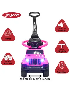 Montable Electrico para Niños Híbrido con Bastón y Pedal Acelerador Barras de Seguridad Luces Batería 6v Joykoo - 1 2