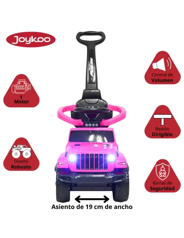 Montable Electrico para Niños Híbrido con Bastón y Pedal Acelerador Barras de Seguridad Luces Batería 6v | Joykoo Tienda Oficial