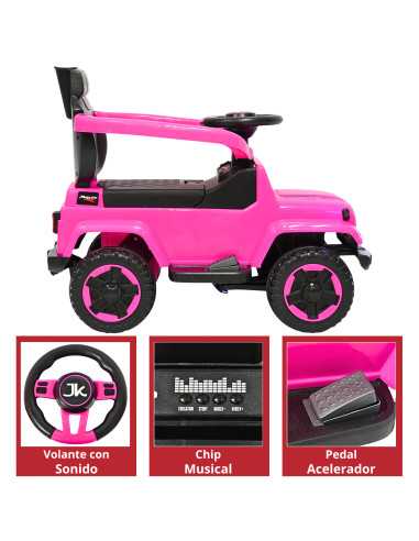 Montable Electrico para Niños Híbrido con Bastón y Pedal Acelerador Barras de Seguridad Luces Batería 6v | Joykoo Tienda Oficial