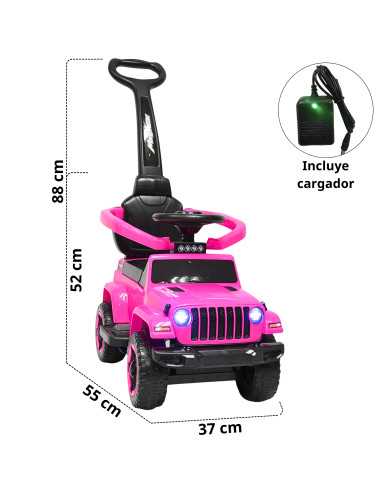 Montable Electrico para Niños Híbrido con Bastón y Pedal Acelerador Barras de Seguridad Luces Batería 6v | Joykoo Tienda Oficial