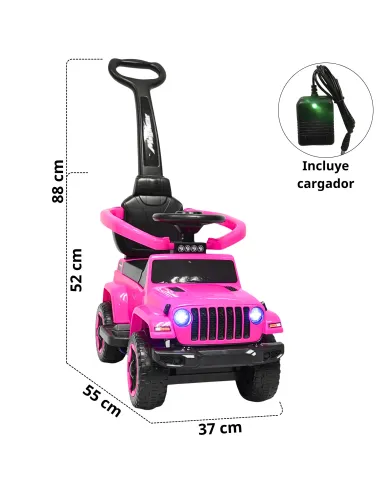 Montable Electrico para Niños Híbrido con Bastón y Pedal Acelerador Barras de Seguridad Luces Batería 6v | Joykoo Tienda Oficial