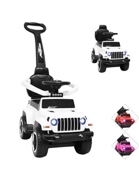 Montable Electrico para Niños Híbrido con Bastón y Pedal Acelerador Barras de Seguridad Luces Batería 6v | Joykoo Tienda Oficial