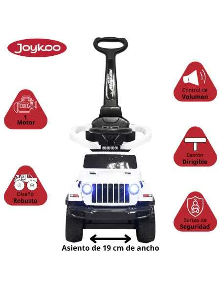 Montable Electrico para Niños Híbrido con Bastón y Pedal Acelerador Barras de Seguridad Luces Batería 6v | Joykoo Tienda Oficial