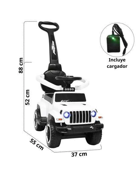 Montable Electrico para Niños Híbrido con Bastón y Pedal Acelerador Barras de Seguridad Luces Batería 6v | Joykoo Tienda Oficial