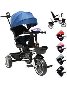 Triciclo para Niños Asiento Giratorio Reclinable con Luz y Sonido  - 29