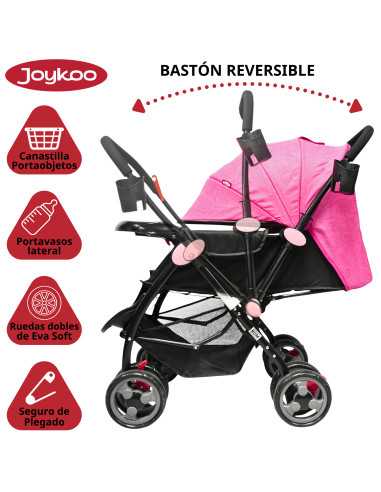 Carriola para Bebé Manubrio Reversible Asiento Reclinable Frenos y Cinturón de Seguridad Soporta hasta 15 kg | Joykoo Tienda Oficial