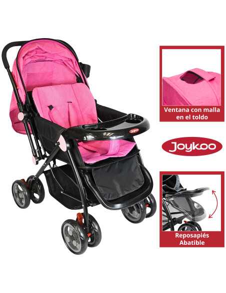 Carriola para Bebé Manubrio Reversible Asiento Reclinable Frenos y Cinturón de Seguridad Soporta hasta 15 kg | Joykoo Tienda Oficial