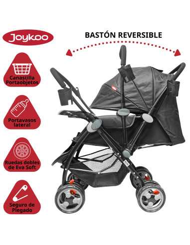 Carriola para Bebé Manubrio Reversible Asiento Reclinable Frenos y Cinturón de Seguridad Soporta hasta 15 kg | Joykoo Tienda Oficial