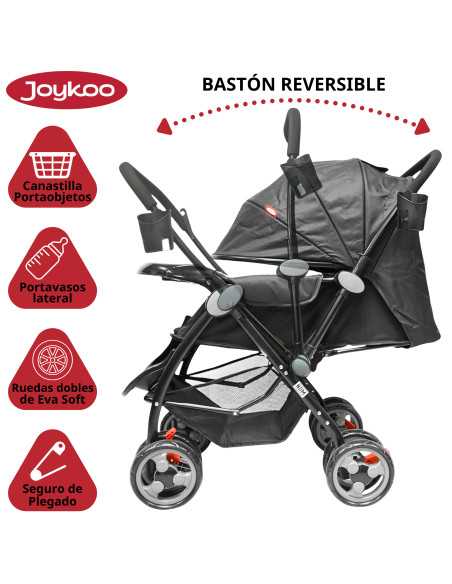 Carriola para Bebé Manubrio Reversible Asiento Reclinable Frenos y Cinturón de Seguridad Soporta hasta 15 kg | Joykoo Tienda Oficial