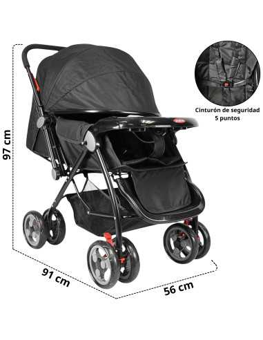 Carriola para Bebé Manubrio Reversible Asiento Reclinable Frenos y Cinturón de Seguridad Soporta hasta 15 kg | Joykoo Tienda Oficial