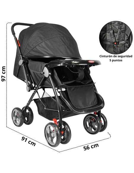 Carriola para Bebé Manubrio Reversible Asiento Reclinable Frenos y Cinturón de Seguridad Soporta hasta 15 kg | Joykoo Tienda Oficial