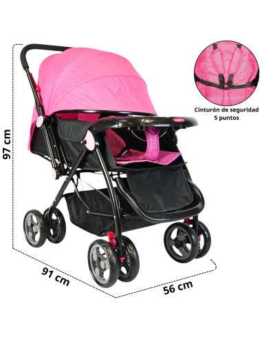 Carriola para Bebé Manubrio Reversible Asiento Reclinable Frenos y Cinturón de Seguridad Soporta hasta 15 kg | Joykoo Tienda Oficial