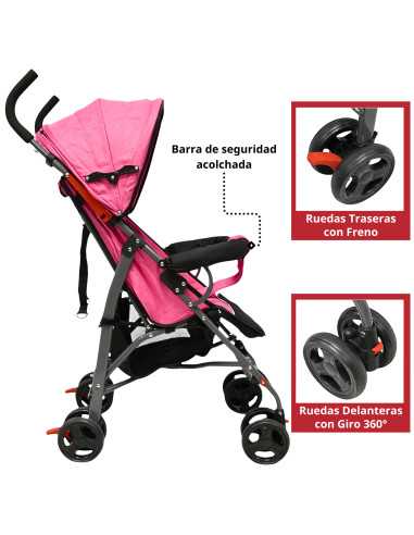 Carriola de Bastón para Bebé Asiento Multiposiciones Ruedas con Freno Cinturón de 5 Puntos Soporta hasta 15 kg | Joykoo Tienda Oficial