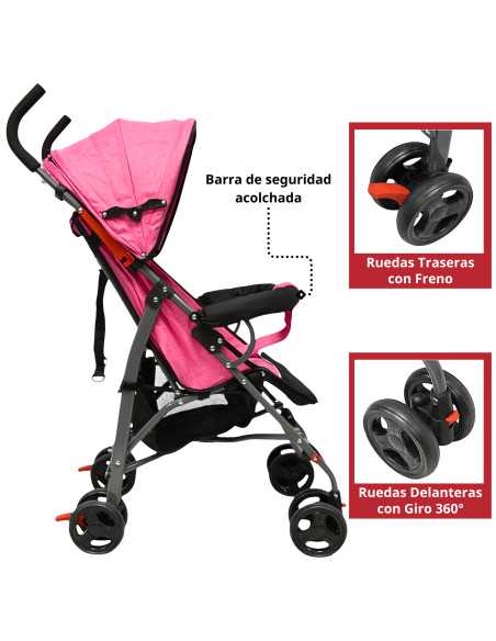 Carriola de Bastón para Bebé Asiento Multiposiciones Ruedas con Freno Cinturón de 5 Puntos Soporta hasta 15 kg | Joykoo Tienda Oficial